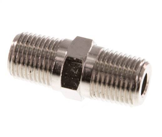 1/8'' NPT x R 1/8'' Niple doble de latón niquelado 60 Bar