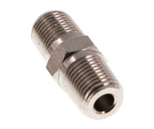 1/8'' NPT x R 1/8'' Niple doble de latón niquelado 60 Bar