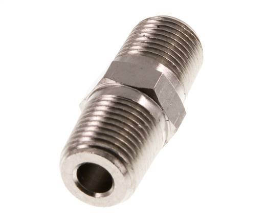 1/8'' NPT x R 1/8'' Niple doble de latón niquelado 60 Bar