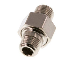 R 1/8'' Nickel plated Brass Double Nipple 3-pieces with Conically sealing 16 Bar [2 Pieces]