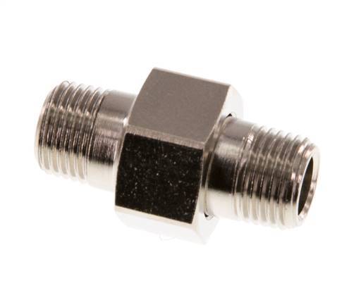R 1/8'' Nickel plated Brass Double Nipple 3-pieces with Conically sealing 16 Bar [2 Pieces]