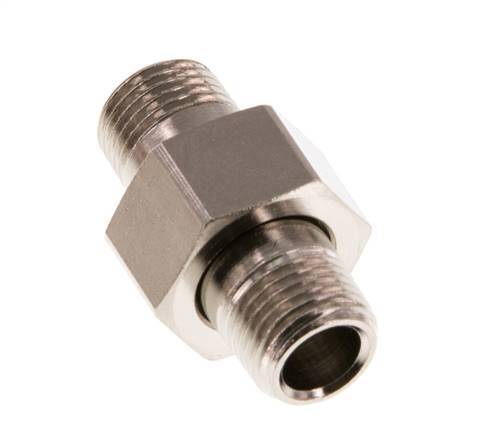 R 1/8'' Nickel plated Brass Double Nipple 3-pieces with Conically sealing 16 Bar [2 Pieces]