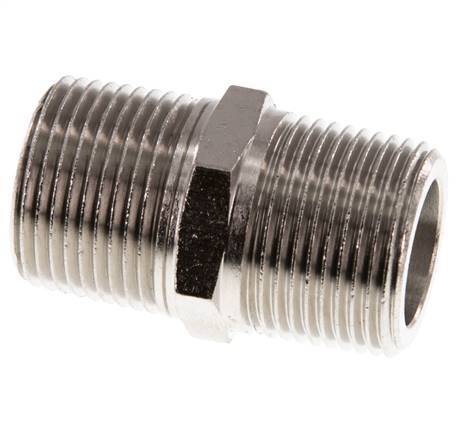 3/4'' NPT x R 3/4'' Latón niquelado Espiga doble 60 Bar