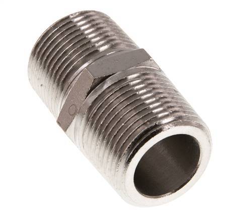 3/4'' NPT x R 3/4'' Latón niquelado Espiga doble 60 Bar