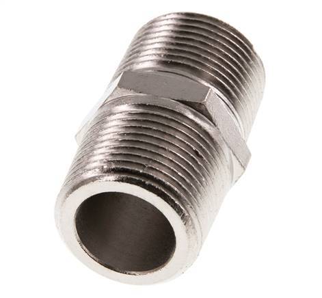 3/4'' NPT x R 3/4'' Latón niquelado Espiga doble 60 Bar