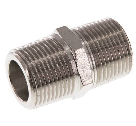 3/4'' NPT x R 3/4'' Latón niquelado Espiga doble 60 Bar