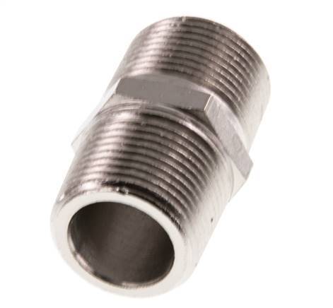 3/4'' NPT x R 3/4'' Latón niquelado Espiga doble 60 Bar