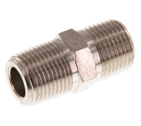 3/8'' NPT x R 3/8'' Latón niquelado Espiga doble 60 Bar