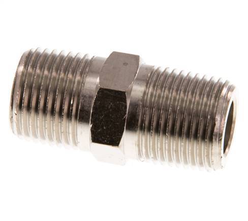 3/8'' NPT x R 3/8'' Latón niquelado Espiga doble 60 Bar