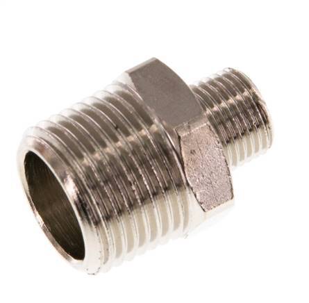 R 3/8'' x R 1/8'' Nickel plated Brass Double Nipple 16 Bar [5 Pieces]