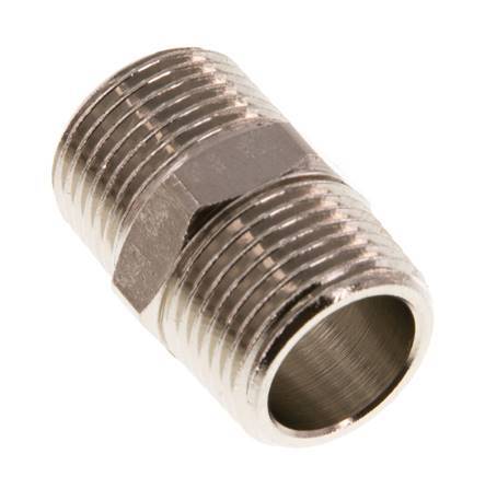 R 3/8'' Nickel plated Brass Double Nipple 16 Bar [5 Pieces]