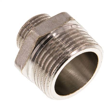 G 1'' x G 1/2'' Espiga doble de latón niquelado 16 Bar