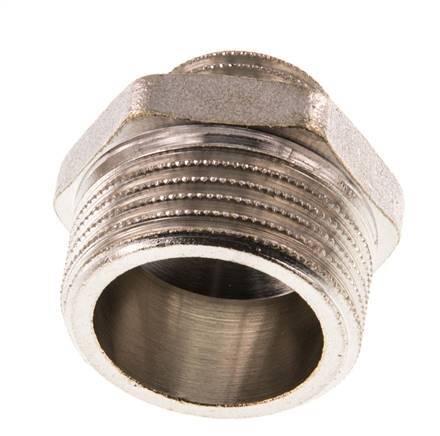 G 1'' x G 1/2'' Espiga doble de latón niquelado 16 Bar