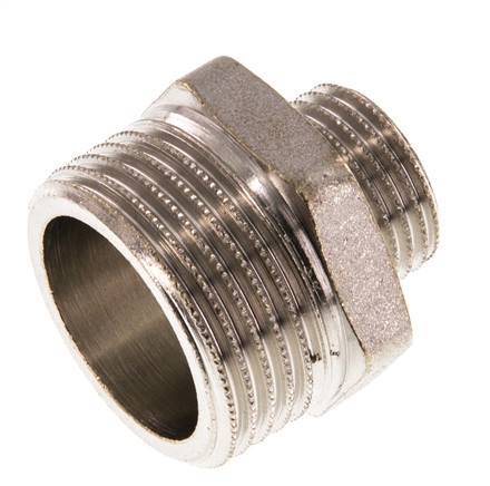 G 1'' x G 1/2'' Espiga doble de latón niquelado 16 Bar