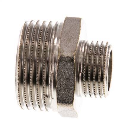 G 1'' x G 1/2'' Espiga doble de latón niquelado 16 Bar