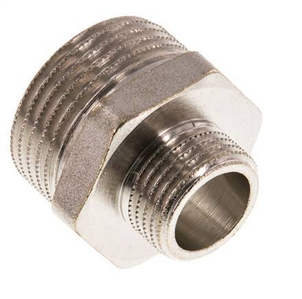 G 1'' x G 1/2'' Espiga doble de latón niquelado 16 Bar