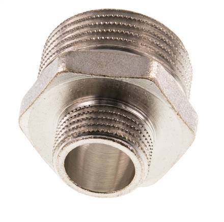 G 1'' x G 1/2'' Espiga doble de latón niquelado 16 Bar