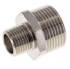 R 1'' x R 1/2'' Espiga doble de latón niquelado 16 Bar
