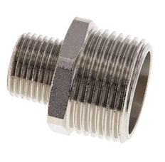 R 1'' x R 1/2'' Espiga doble de latón niquelado 16 Bar