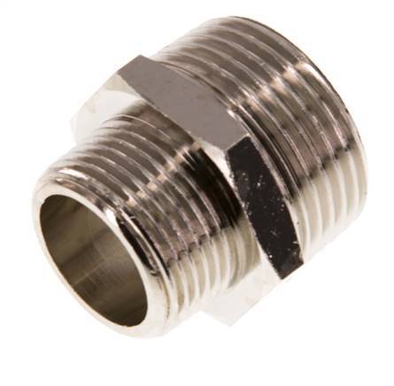 R 1'' x R 3/4'' Espiga doble de latón niquelado 16 Bar