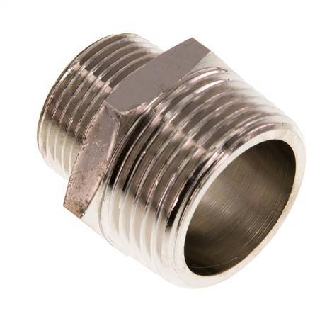 R 1'' x R 3/4'' Espiga doble de latón niquelado 16 Bar