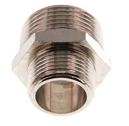 R 1'' x R 3/4'' Espiga doble de latón niquelado 16 Bar
