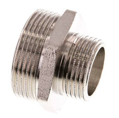 G 1 1/2'' x G 1'' Espiga doble de latón niquelado 16 Bar
