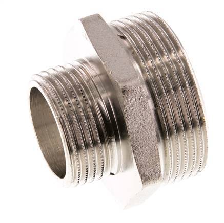 G 1 1/2'' x G 1'' Espiga doble de latón niquelado 16 Bar