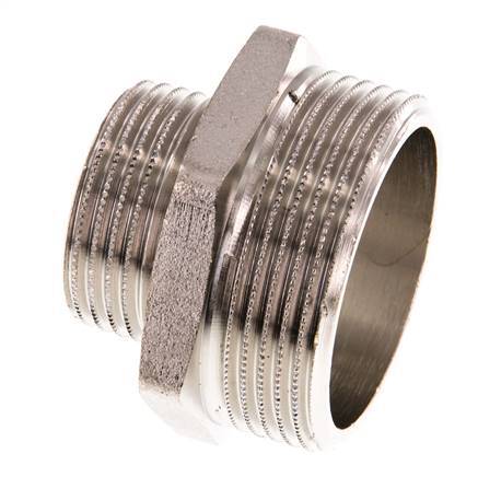 G 1 1/2'' x G 1'' Espiga doble de latón niquelado 16 Bar