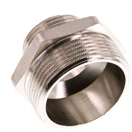 G 1 1/2'' x G 1'' Espiga doble de latón niquelado 16 Bar