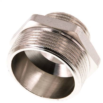 G 1 1/2'' x G 1'' Espiga doble de latón niquelado 16 Bar