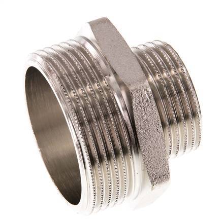 G 1 1/2'' x G 1'' Espiga doble de latón niquelado 16 Bar