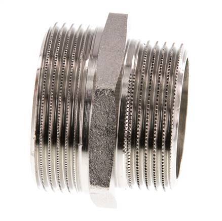 G 1 1/2'' x G 1 1/4'' Espiga doble de latón niquelado 16 Bar