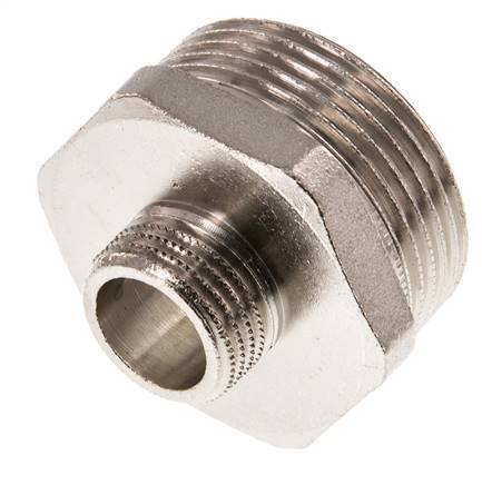 G 1 1/4'' x G 1/2'' Espiga doble de latón niquelado 16 Bar
