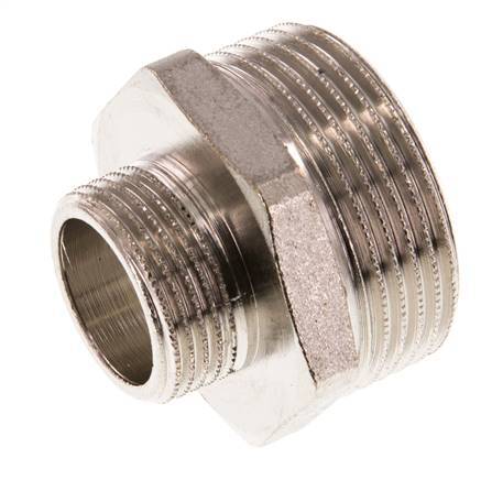 G 1 1/4'' x G 3/4'' Espiga doble de latón niquelado 16 Bar