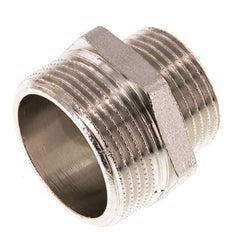 G 1 1/4'' x G 1'' Espiga doble de latón niquelado 16 Bar