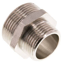G 1 1/4'' x G 1'' Espiga doble de latón niquelado 16 Bar