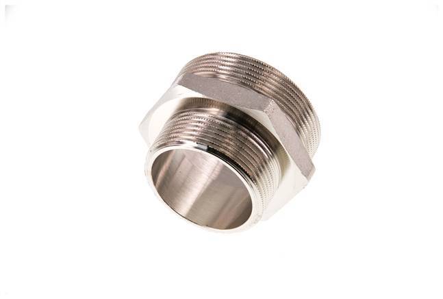 G 2'' x G 1 1/2'' Espiga doble de latón niquelado 16 Bar
