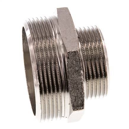 G 2'' x G 1 1/4'' Espiga doble de latón niquelado 16 Bar