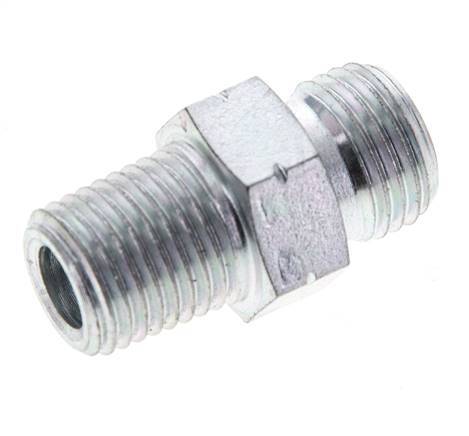 UNF 9/16''-18 x 1/4'' NPT Acero cincado Espiga doble ORFS 630 Barra - Hidráulica