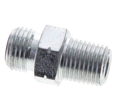 UNF 9/16''-18 x 1/4'' NPT Acero cincado Espiga doble ORFS 630 Barra - Hidráulica