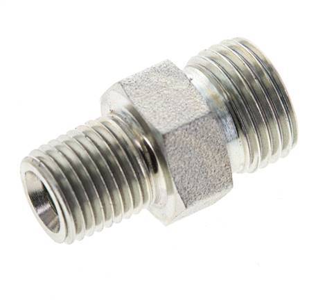 UN 11/16''-16 x 1/4'' NPT Acero zincado Espiga doble ORFS 630 Barra - Hidráulica