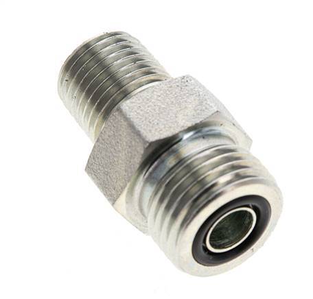 UN 11/16''-16 x 1/4'' NPT Acero zincado Espiga doble ORFS 630 Barra - Hidráulica