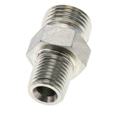 UN 11/16''-16 x 1/4'' NPT Acero zincado Espiga doble ORFS 630 Barra - Hidráulica