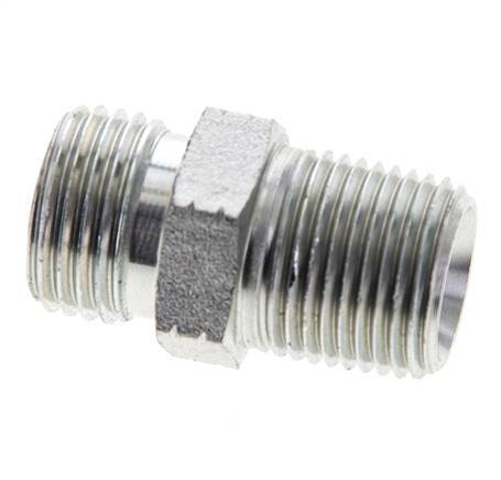 UN 11/16''-16 x 3/8'' NPT Acero zincado Espiga doble ORFS 630 Barra - Hidráulica