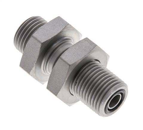 UN 11/16''-16 Macho Accesorio pasante de acero galvanizado ORFS 630 Bar - Hidráulico