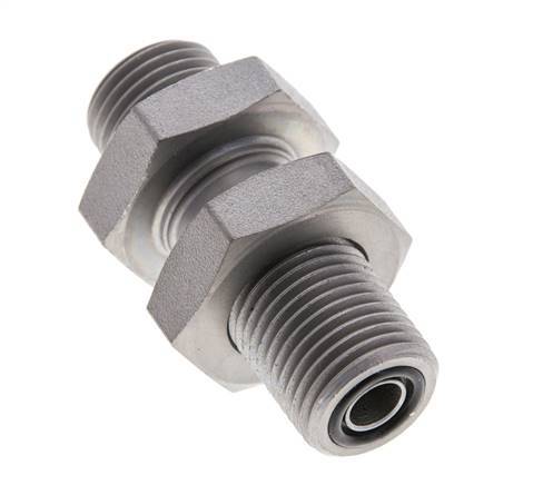 UN 11/16''-16 Macho Accesorio pasante de acero galvanizado ORFS 630 Bar - Hidráulico