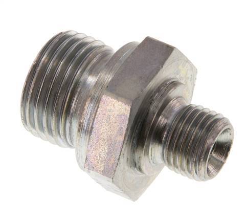 G 1/2'' x G 1/4'' Acero cincado Espiga Doble 400 Bar - Hidráulica [2 Piezas]