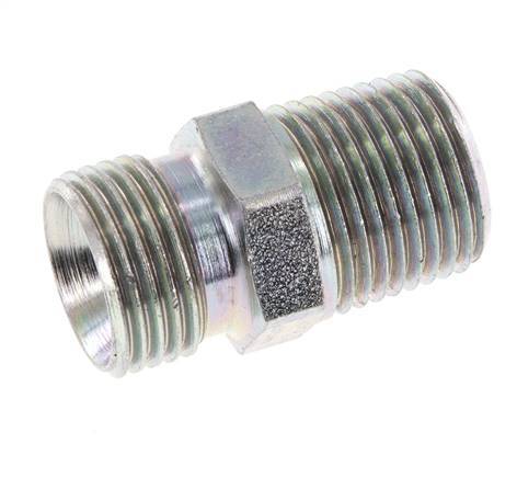 1/2'' NPT x G 1/2'' Acero cincado Doble Racor de 3 piezas 280 Bar - Hidráulico