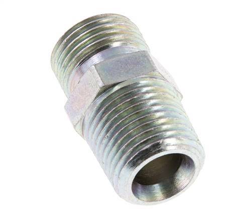 1/2'' NPT x G 1/2'' Acero cincado Doble Racor de 3 piezas 280 Bar - Hidráulico
